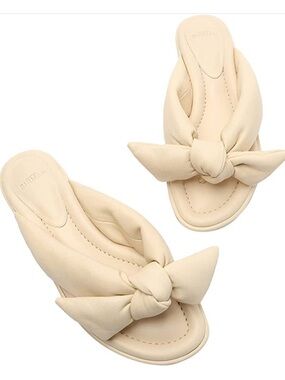 Alexandre Birman Ivory Knotted Leather Slide Sandals Size 11 NWOT